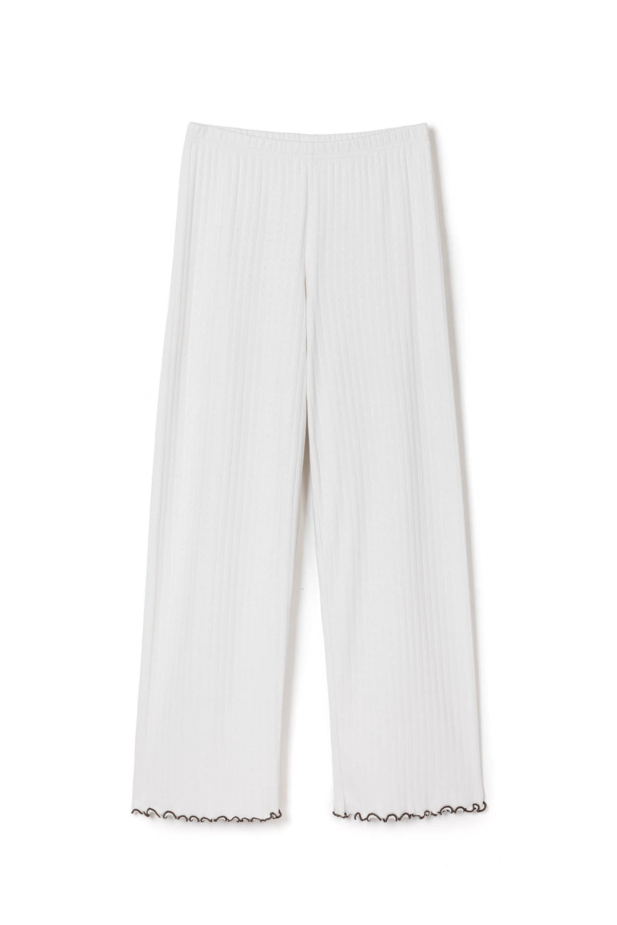 Pointelle Jersey Lounge Trouser Cream/Brown