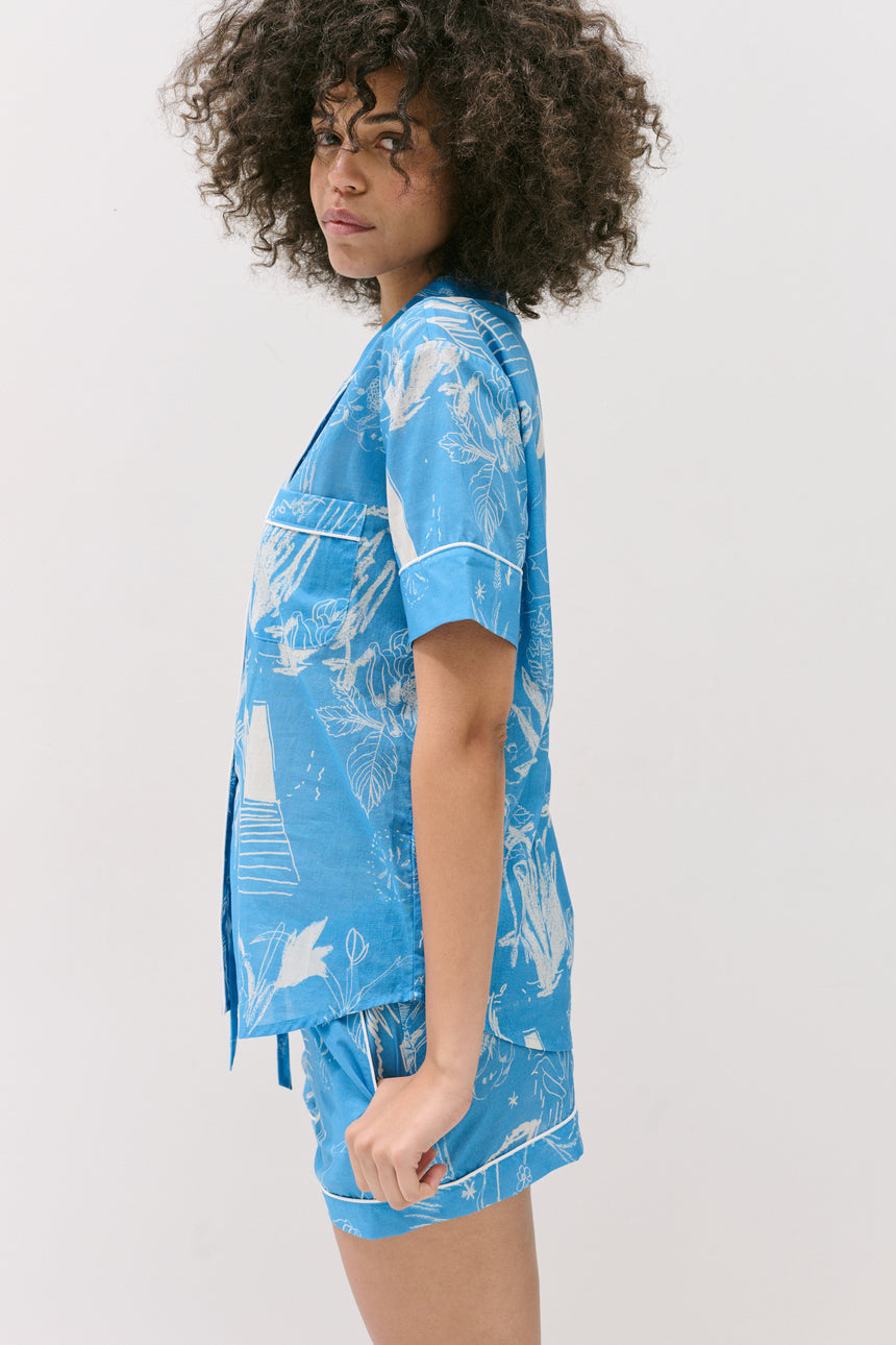 Short Pyjama Set Temple Del Sol Blue
