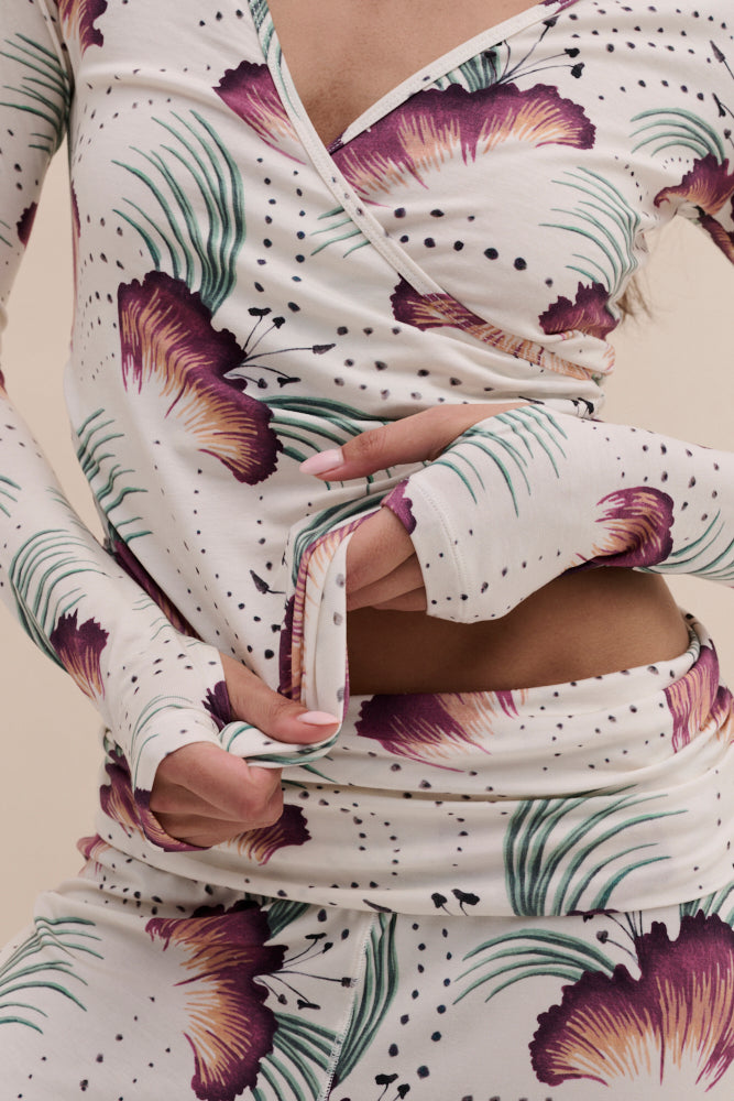 Lyocell Jersey Wrap Top &amp; Fold Over Trousers Set Tigerlily Cream