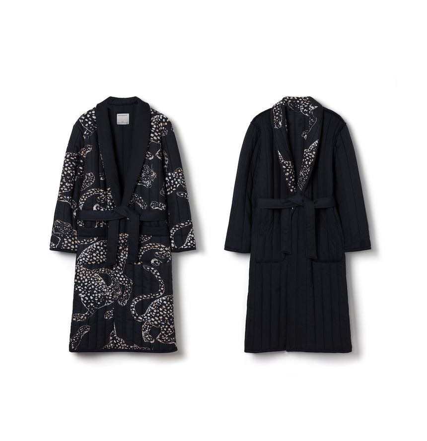 Reversible Unisex Quilted Jersey Robe Jag Navy