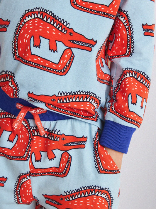 Long Sleeve Pyjamas Set in Snippy the Croc Print Blue