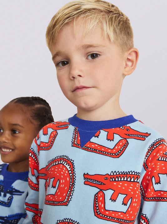 Long Sleeve Pyjamas Set in Snippy the Croc Print Blue
