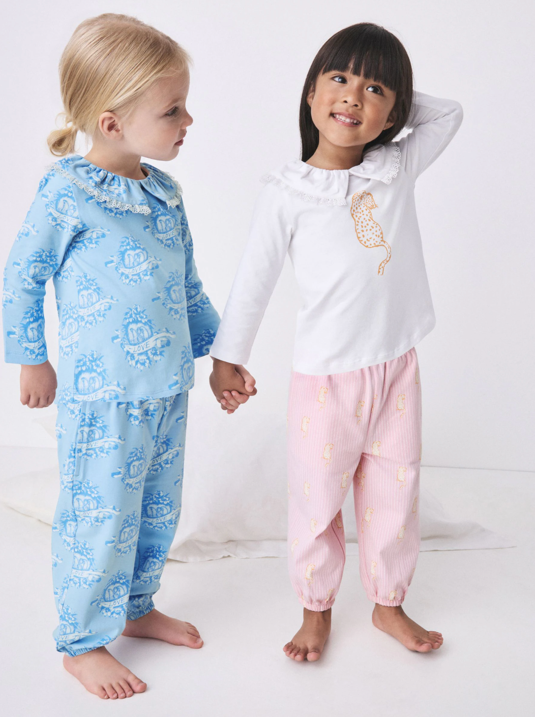 Collared Long Sleeve Pyjama Set in Safari Stripe & Eros Prints