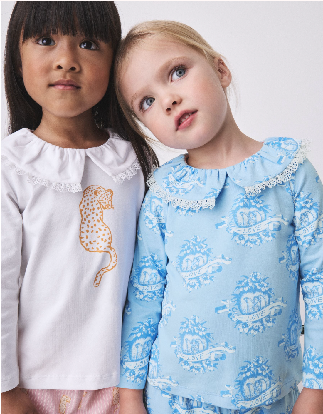 Collared Long Sleeve Pyjama Set in Safari Stripe & Eros Prints