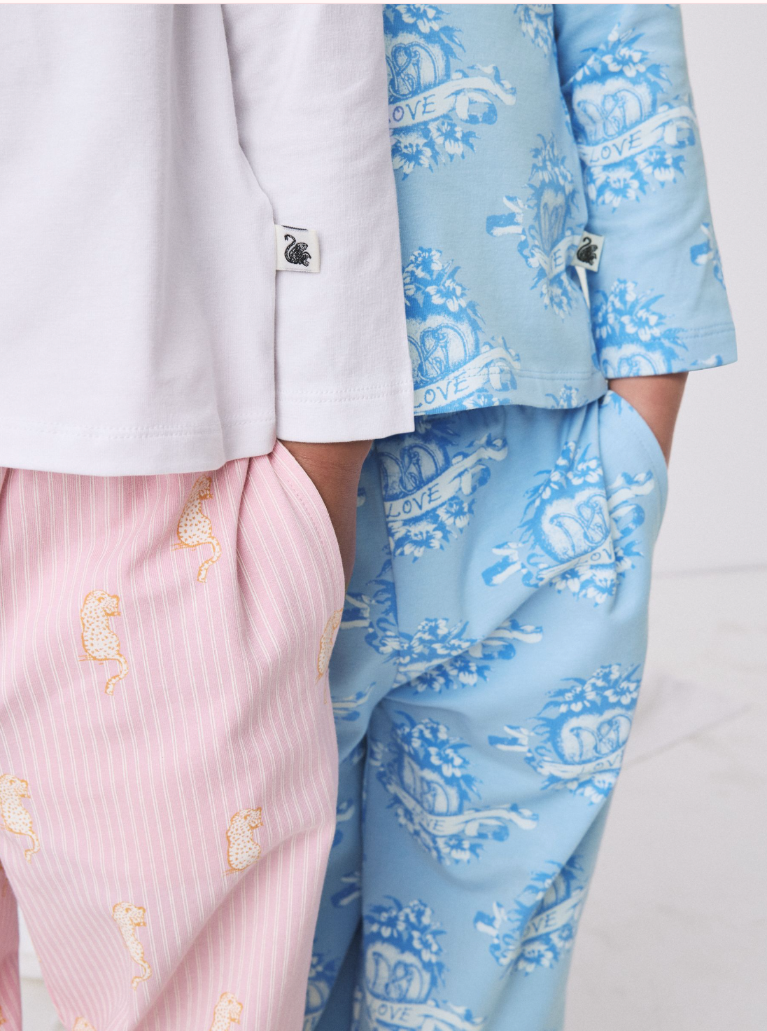 Collared Long Sleeve Pyjama Set in Safari Stripe & Eros Prints