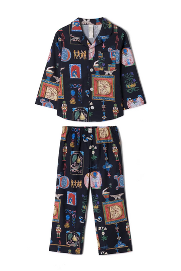 Kids 402 Long Pyjama Set 12 Days of Christmas Navy