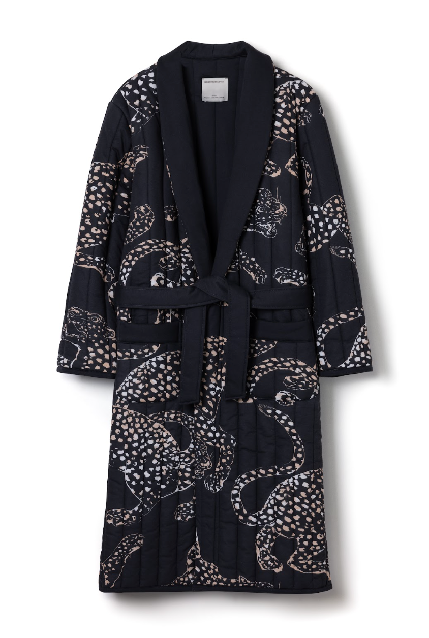 Reversible Unisex Quilted Jersey Robe Jag Navy