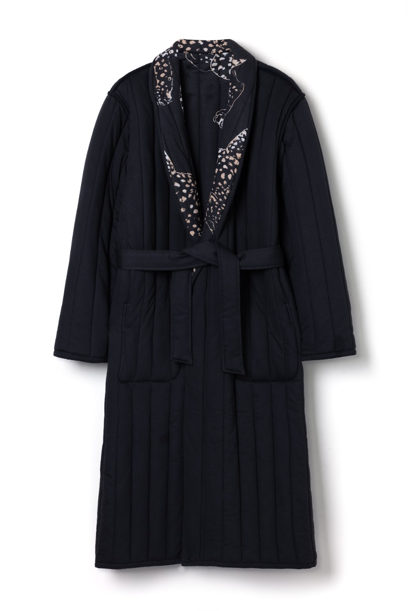 Reversible Unisex Quilted Jersey Robe Jag Navy