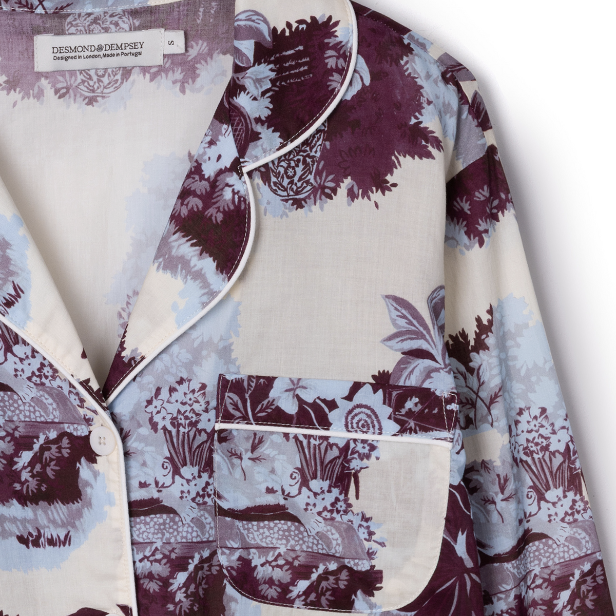 Long Pyjama Set Tippi Cream/Blue/Plum