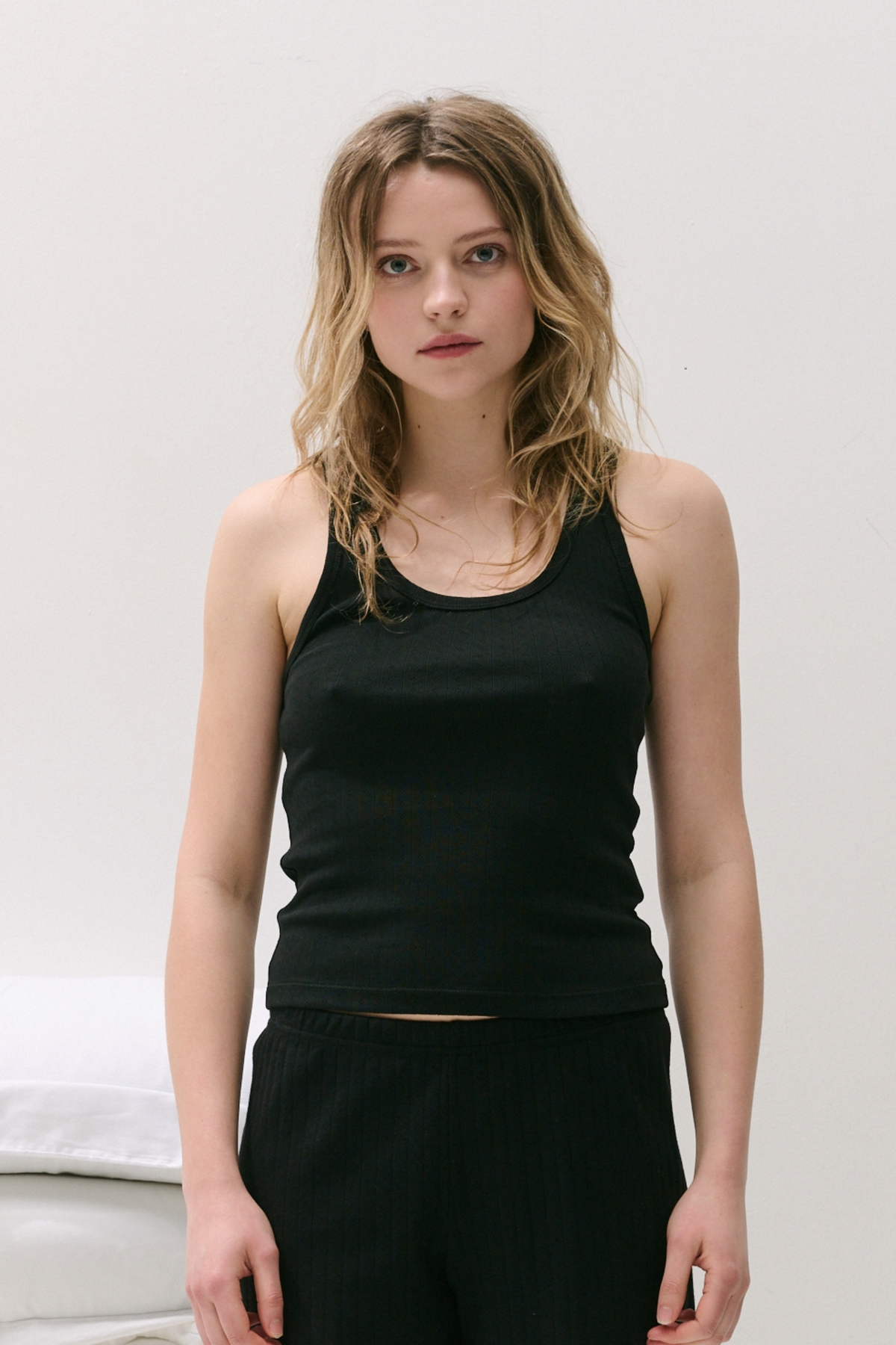 Pointelle Tank Top Black